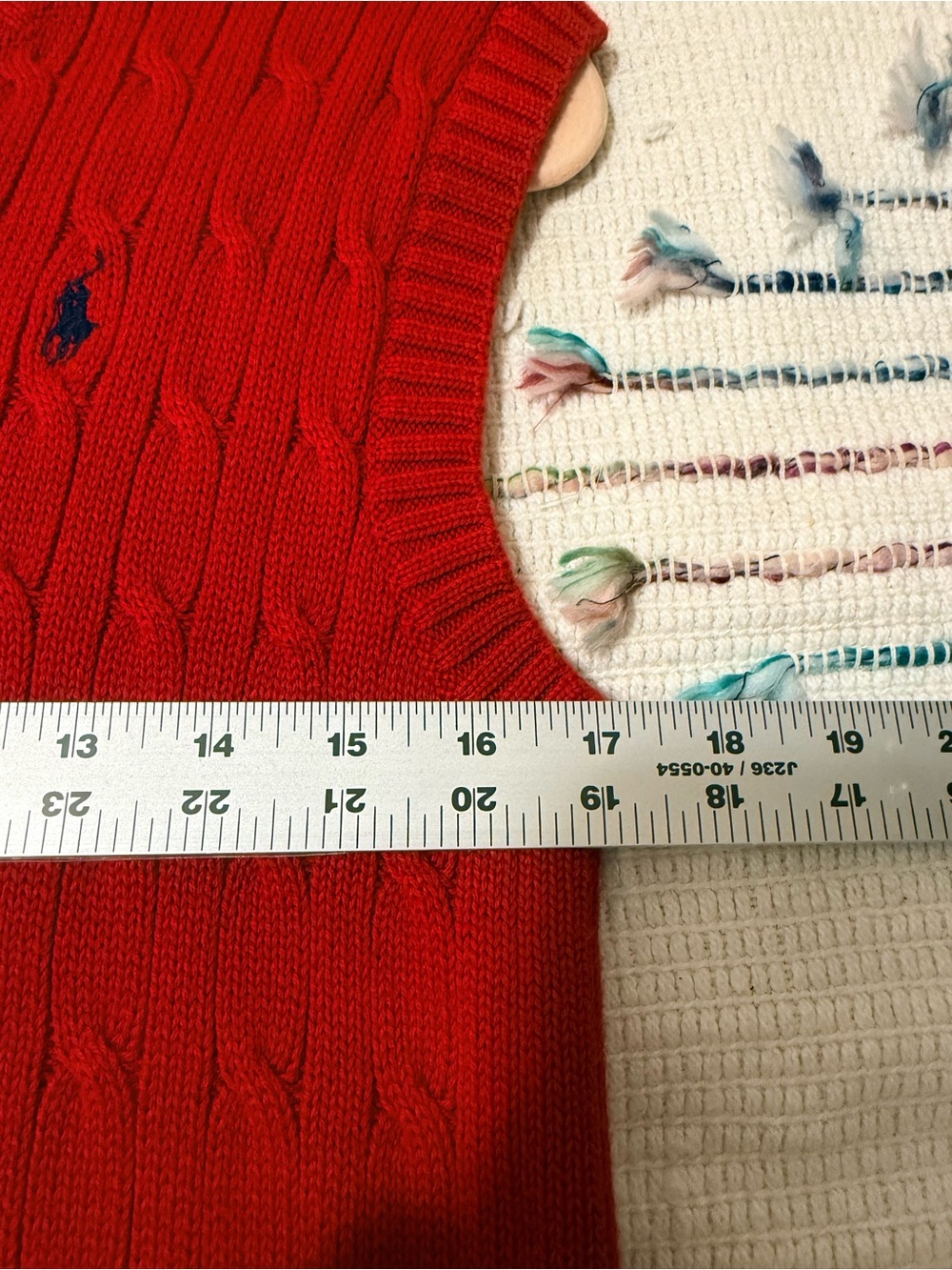 Polo by Ralph Lauren Women's Red Cable Knit V-Neck Sweater Vest Preppy Nautical - Picture 7 of 8